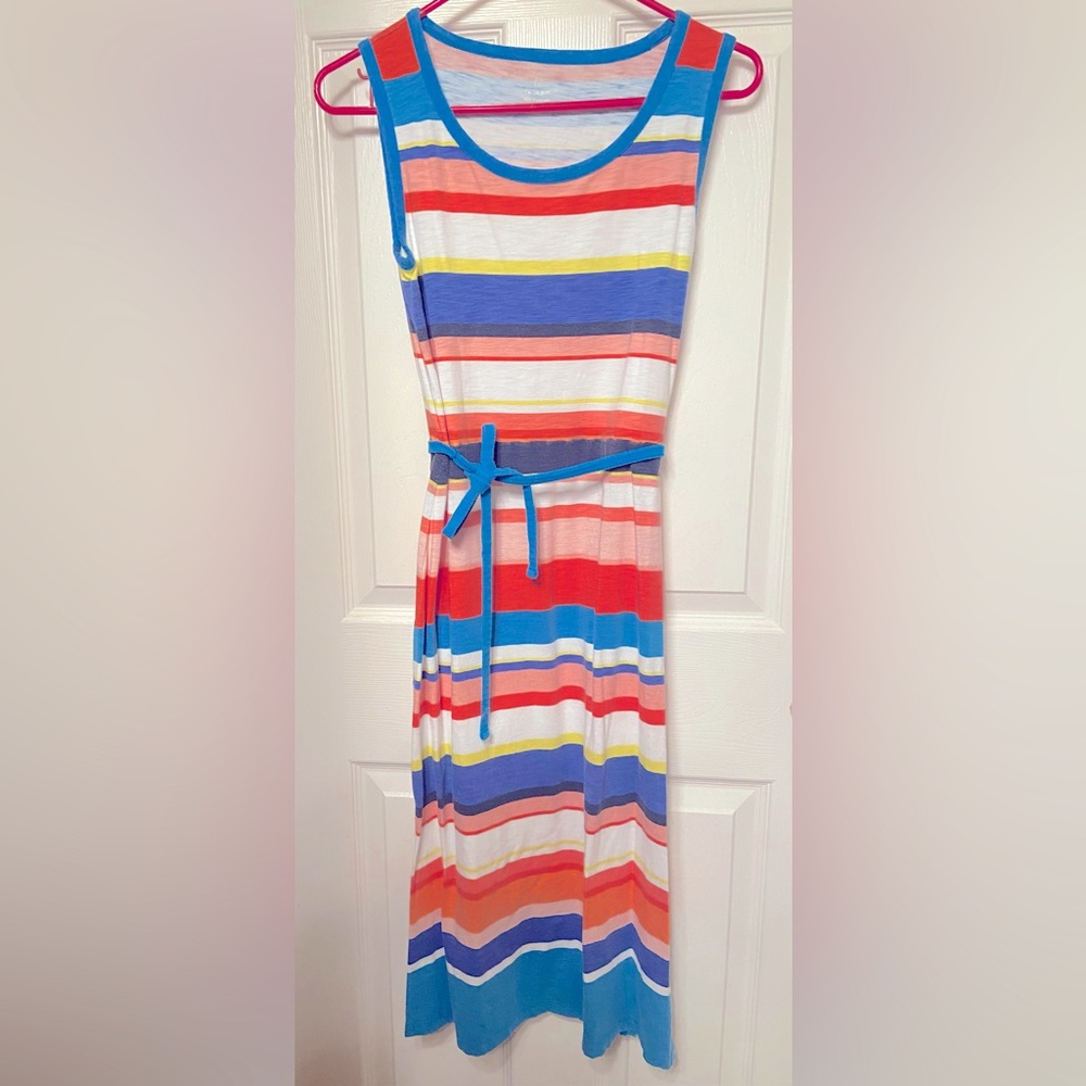 T by Talbots Striped Sleeveless Maxi Dress with Tie Waist - Size XS